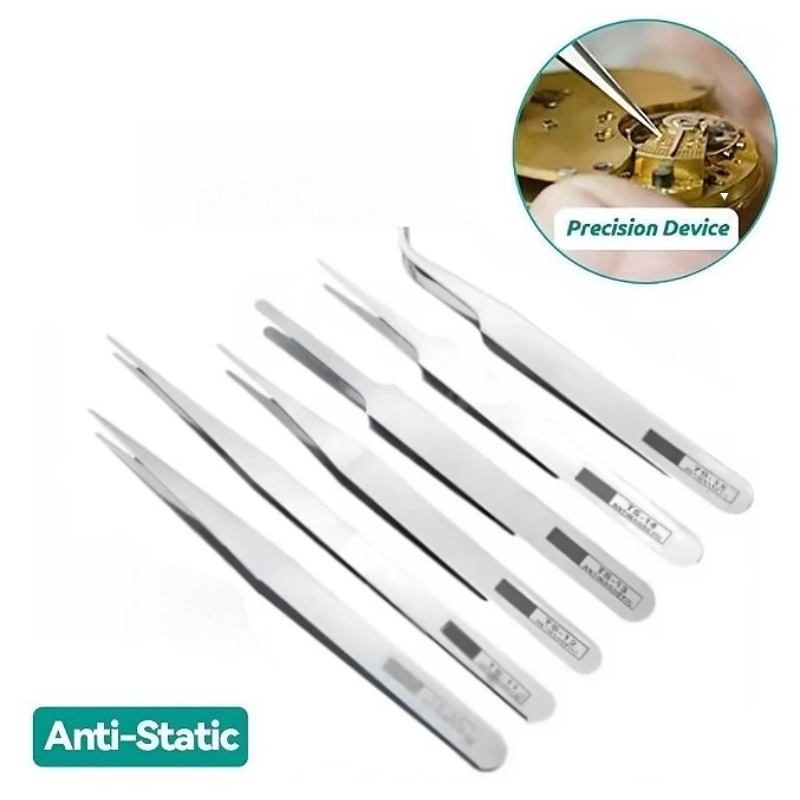 Diy Kit Elektronik - 6Pcs Anti-static Stainless Steel Tweezers Set