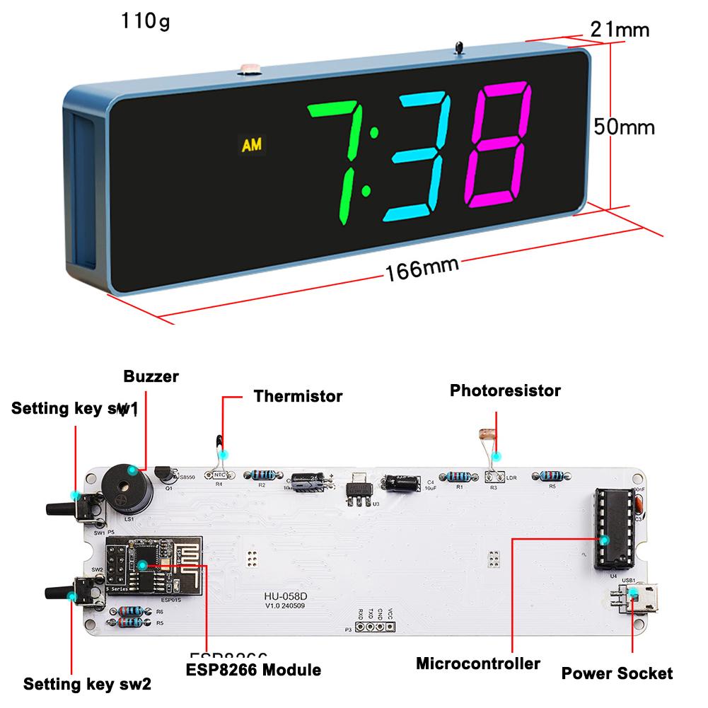 ESP8266 IoT Colorful WiFi Cloc - Diy Electronics Com recensie en prijs