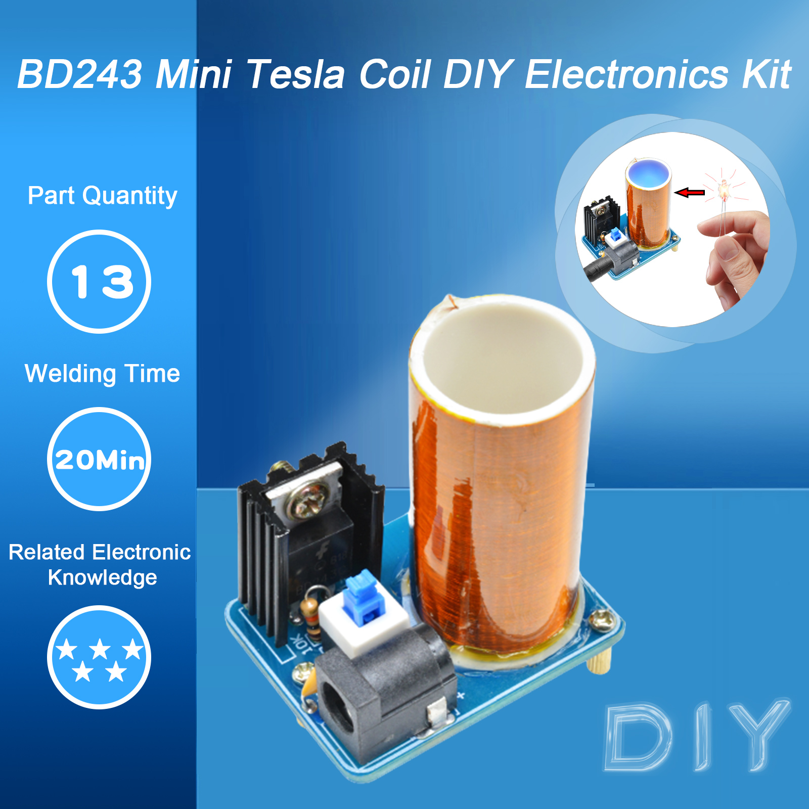 BD243 Mini Tesla Coil Kit Magi - Diy Electronics News recensie en prijs